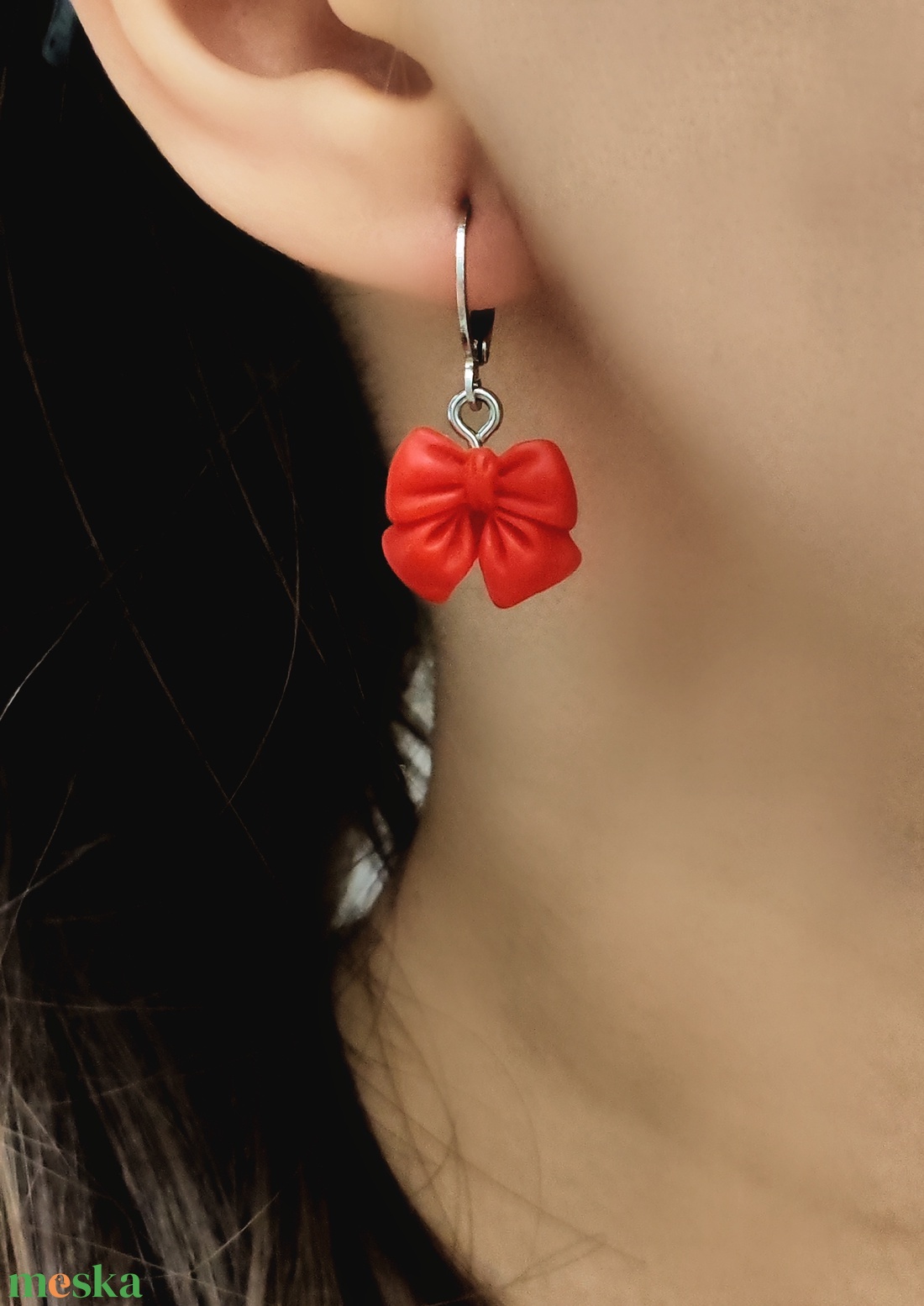 Cuki Masni fülbevaló ezüst színű akasztóval - ékszer - fülbevaló - lógó fülbevaló - Meska.hu