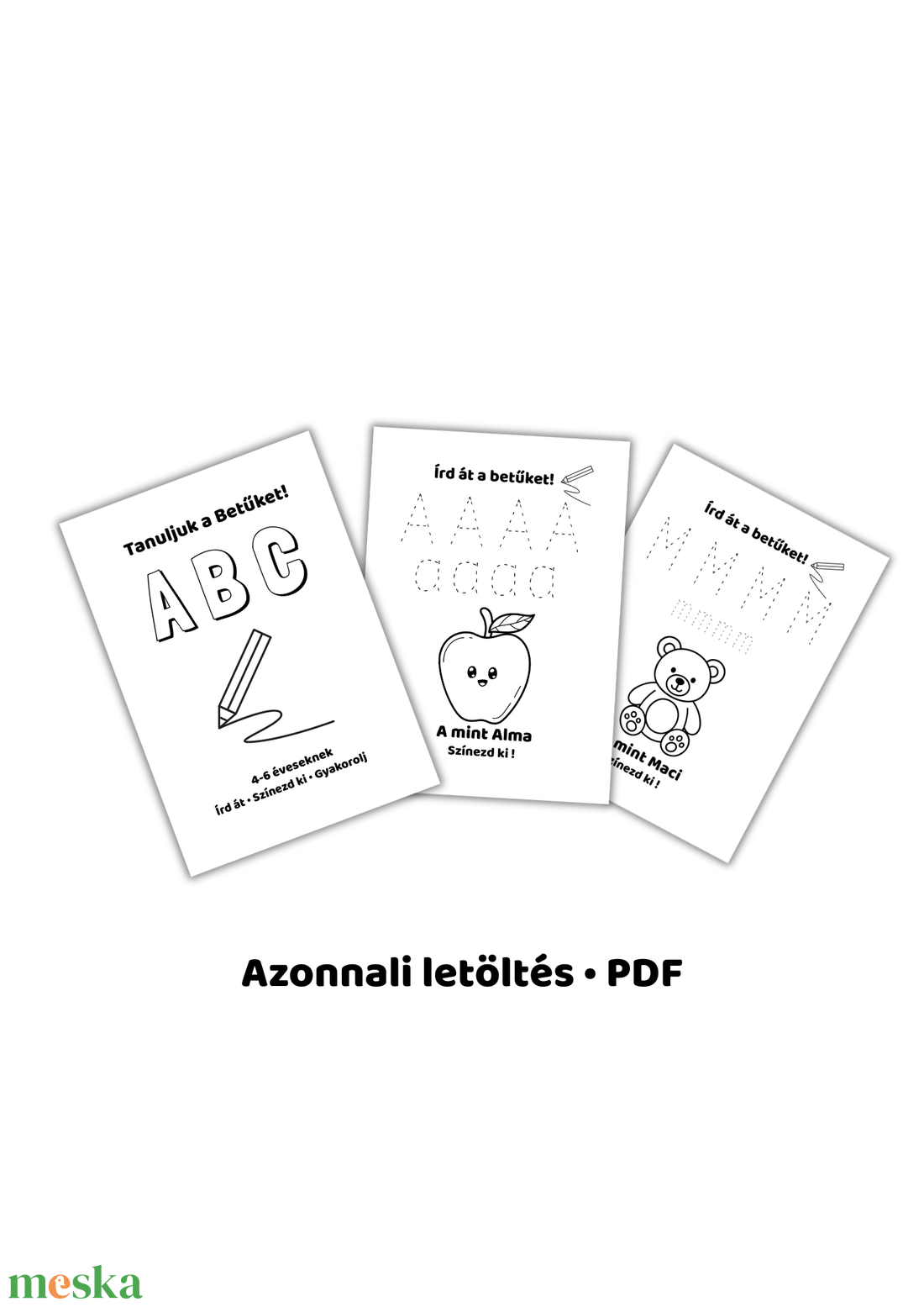 ABC gyakorló foglalkoztató füzet 4-6 éveseknek � letölthető PDF - játék & sport - készségfejlesztő és logikai játék - oktató játékok - Meska.hu