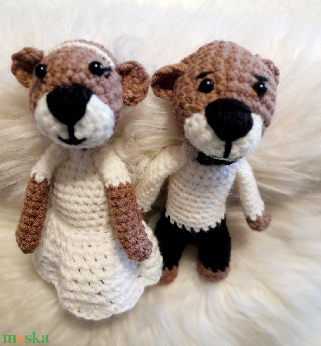 Horgolt macipár - esküvőre, eljegyzésre. - esküvő - esküvői szett - Meska.hu