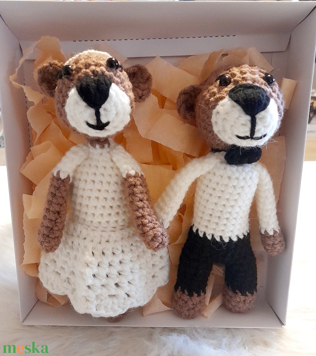 Horgolt macipár - esküvőre, eljegyzésre. - esküvő - esküvői szett - Meska.hu