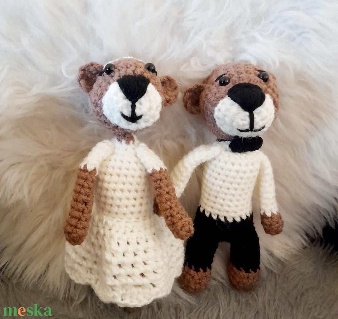 Horgolt macipár - esküvőre, eljegyzésre. - esküvő - esküvői szett - Meska.hu