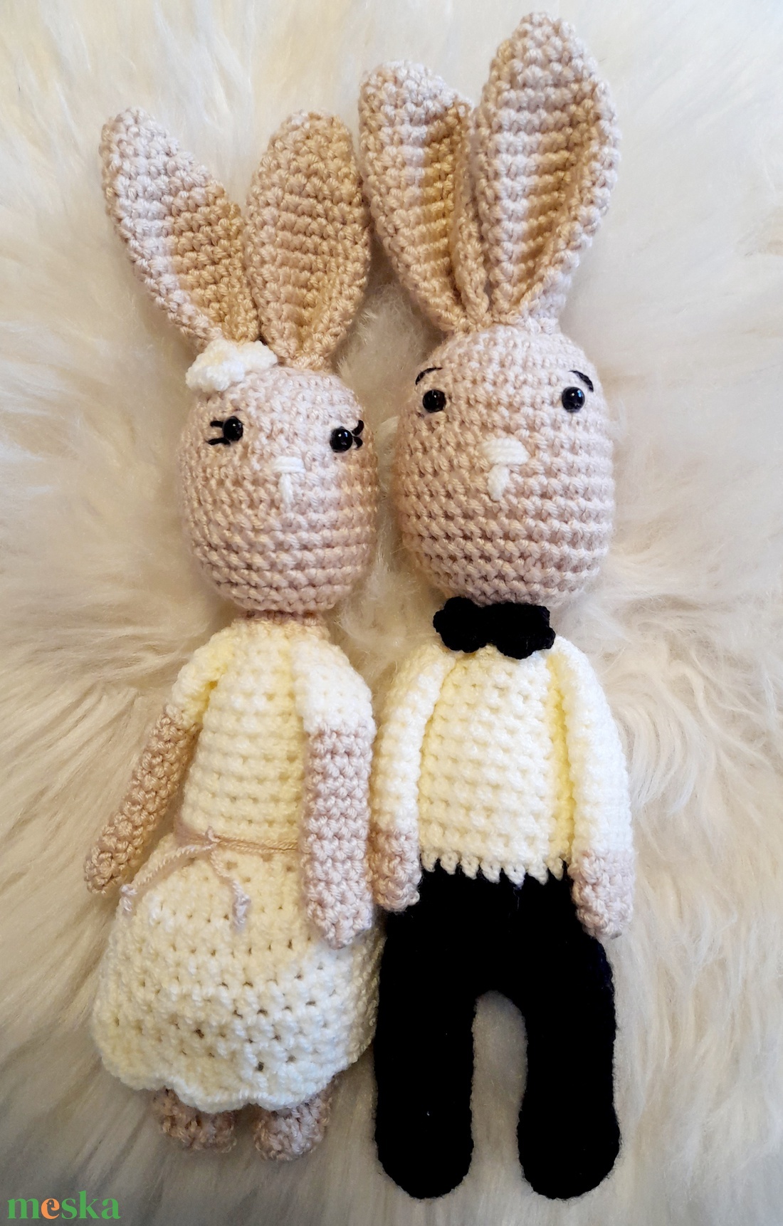 Horgolt nyuszipár- esküvőre, eljegyzésre. - esküvő - esküvői szett - Meska.hu