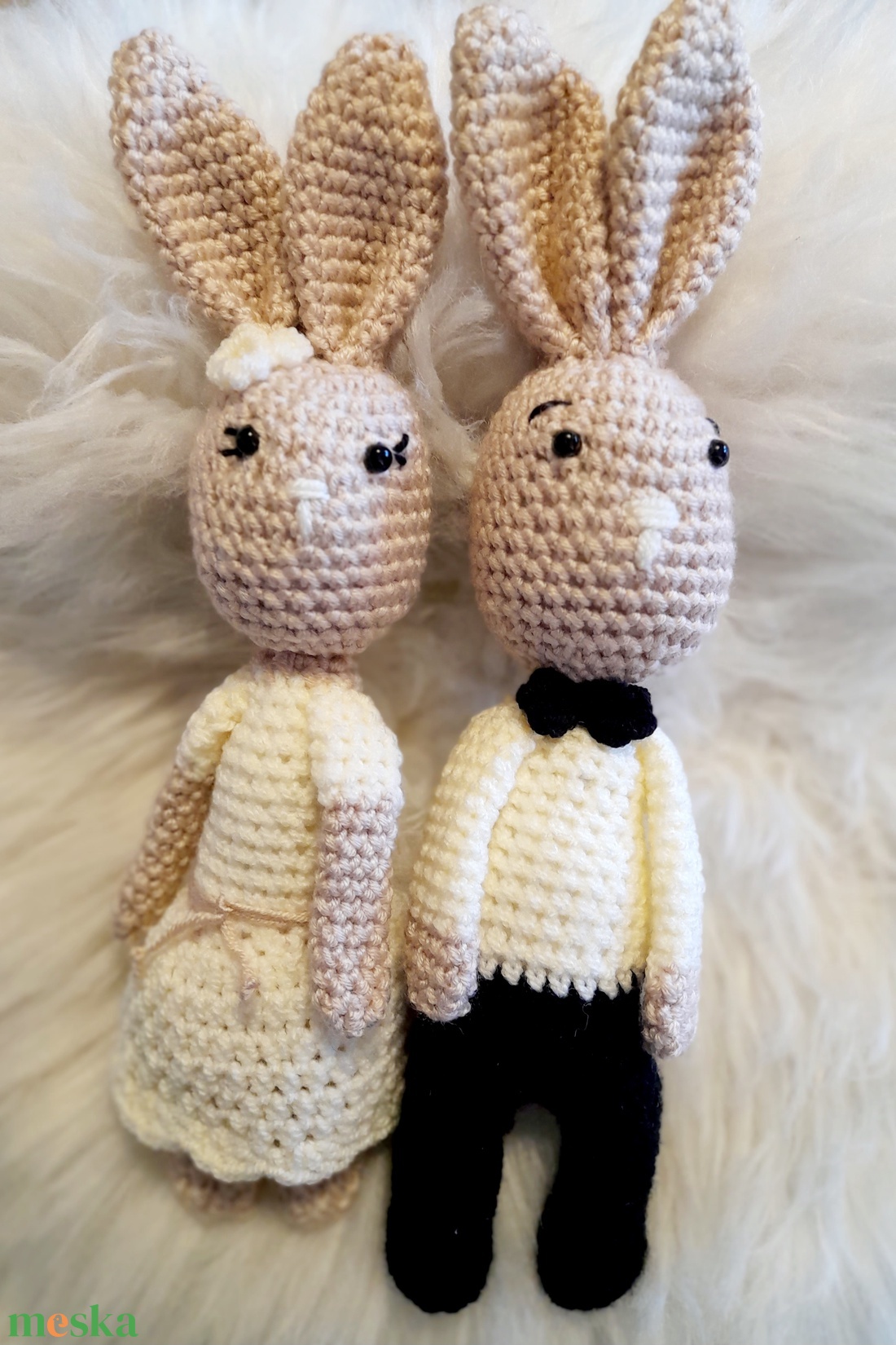 Horgolt nyuszipár- esküvőre, eljegyzésre. - esküvő - esküvői szett - Meska.hu