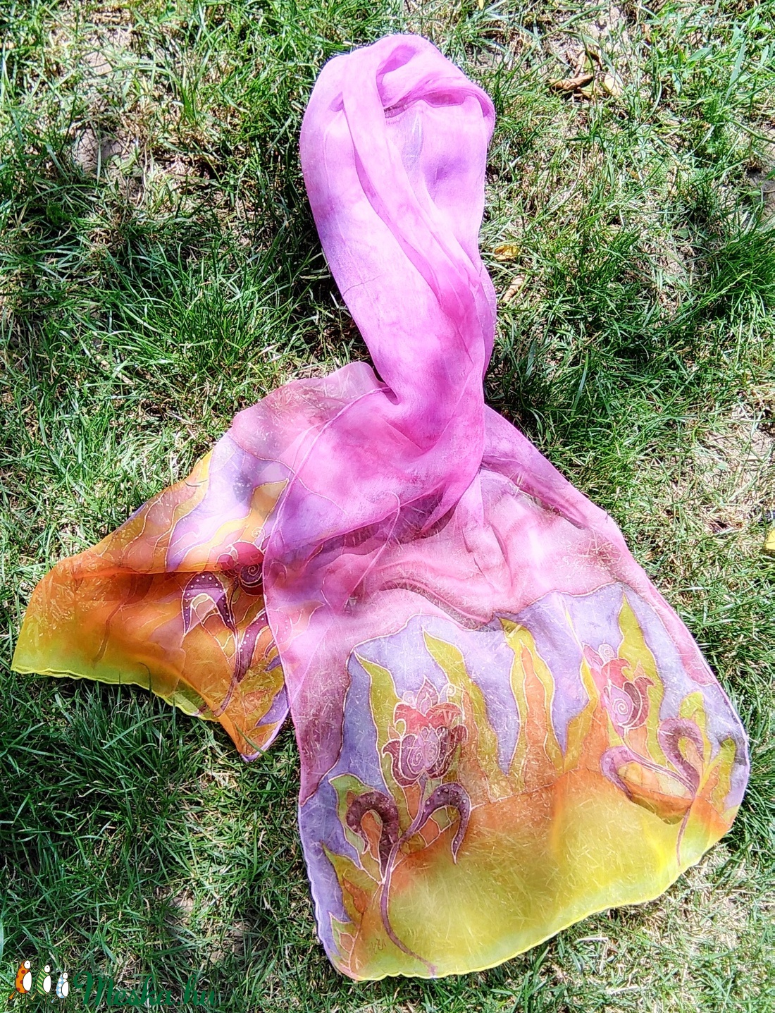Napos-tulipános áttetsző chiffon kendő - - Meska.hu Napos-tulipános áttetsző chiffon kendő - - Meska.hu