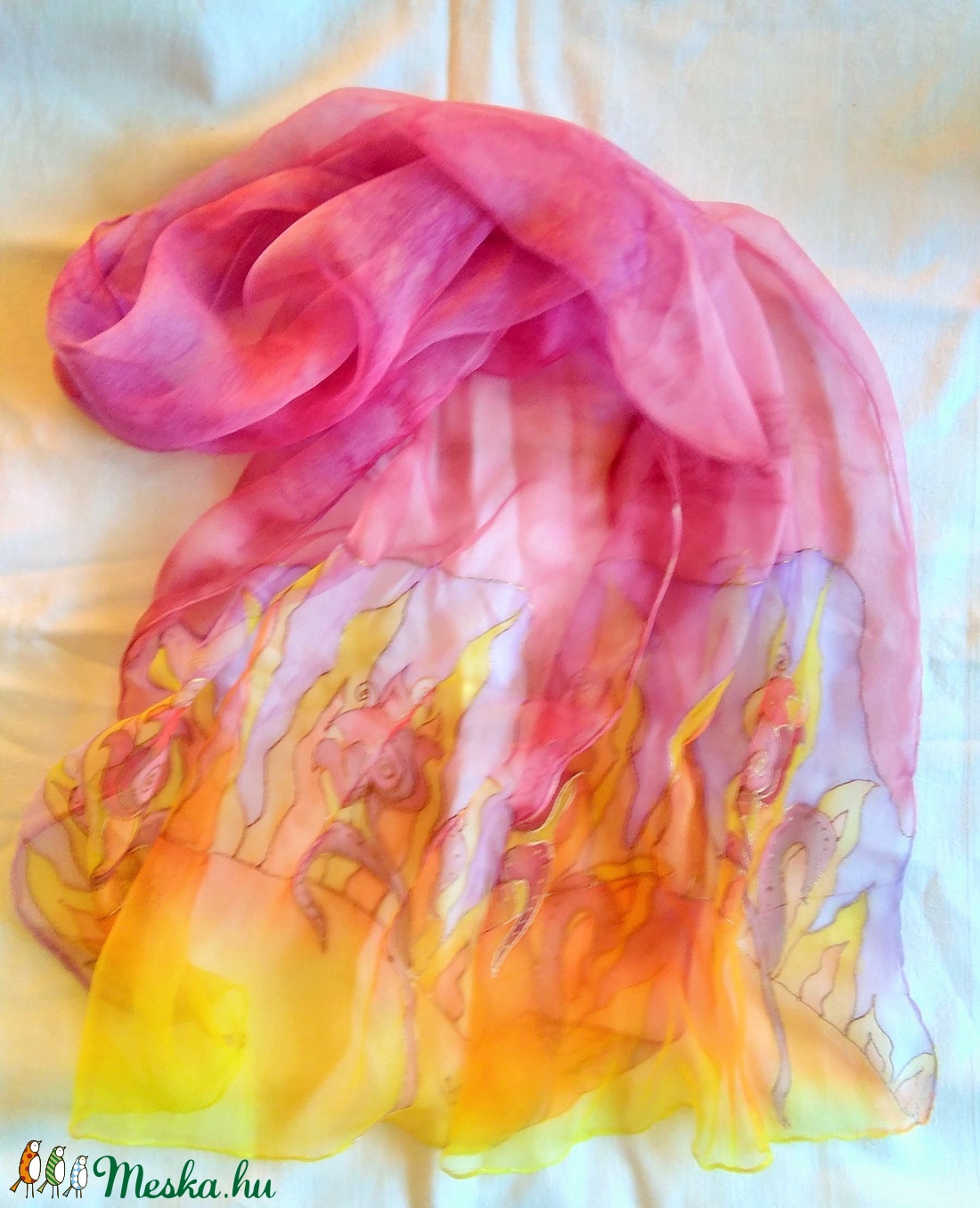 Napos-tulipános áttetsző chiffon kendő - - Meska.hu Napos-tulipános áttetsző chiffon kendő - - Meska.hu