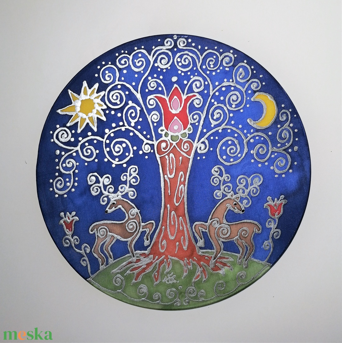 Életfa szarvasokkal kör alakú hernyóselyem kép - otthon & életmód - dekoráció - spiritualitás - mandala - Meska.hu Életfa szarvasokkal kör alakú hernyóselyem kép - otthon & életmód - dekoráció - spiritualitás - mandala - Meska.hu