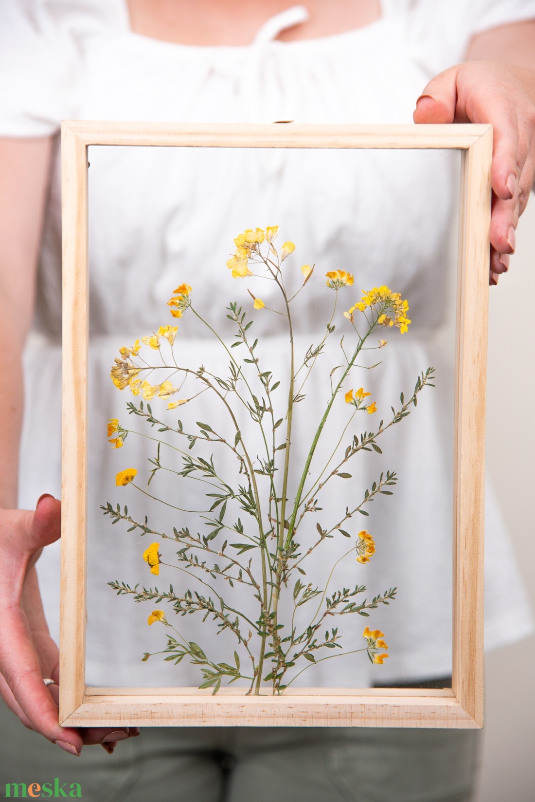 Páros ajánlat Levendula és Sárga virágos képek natúr fa keretben 21 x 38 x 4.4 cm - otthon & életmód - dekoráció - kép & falikép - képkeret - Meska.hu