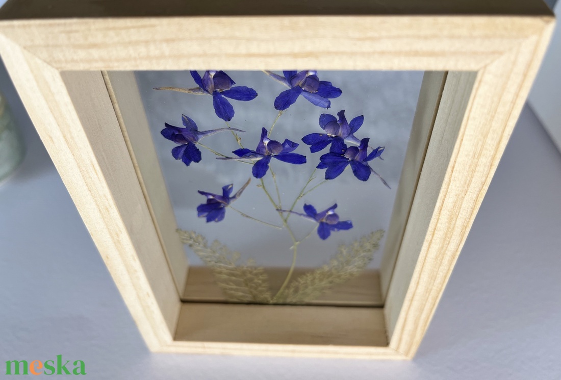 Préselt szarkaláb natúr fa keretben 10.6 x 15 x 4.1 cm - otthon & életmód - dekoráció - kép & falikép - képkeret - Meska.hu