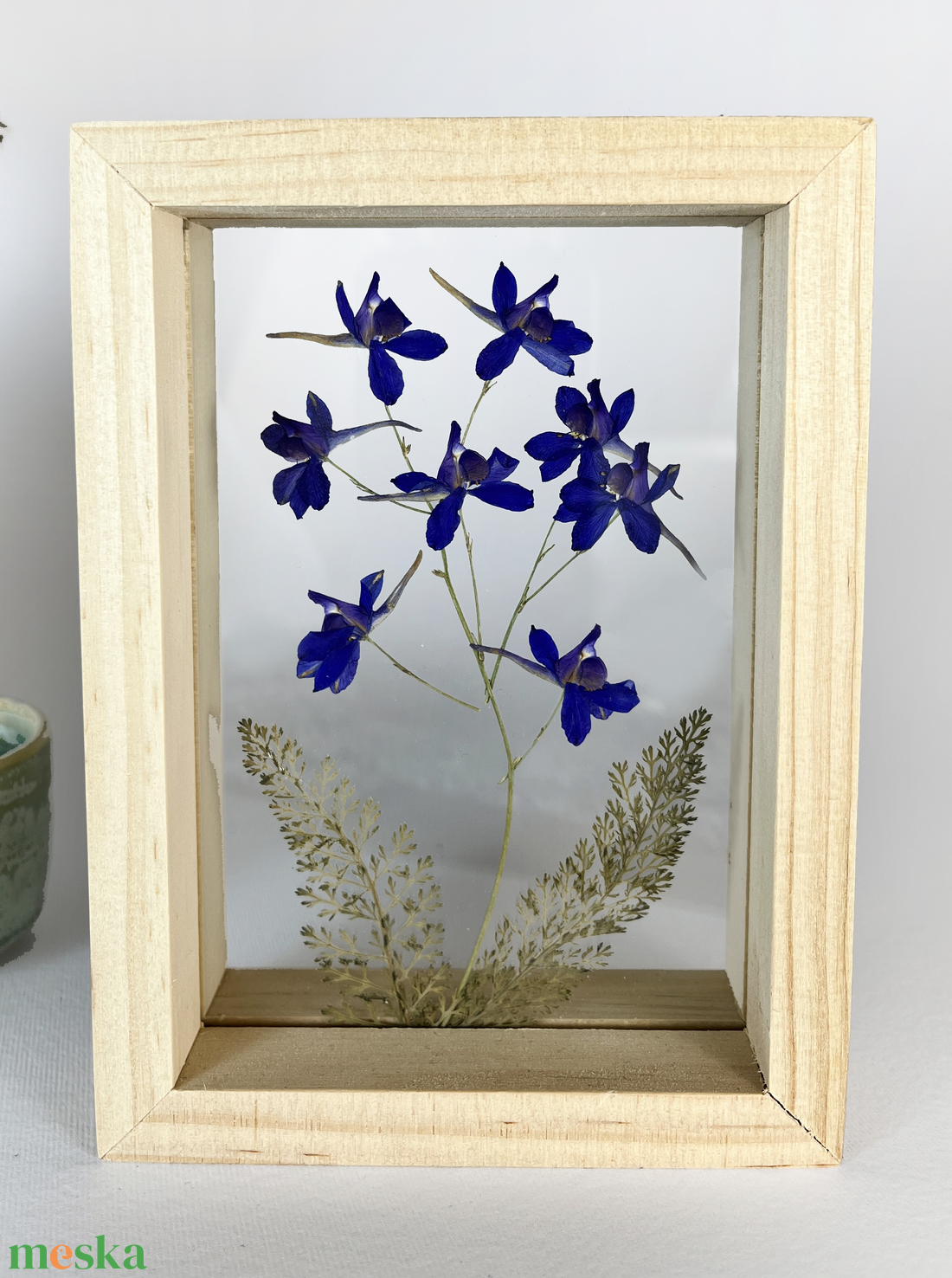 Préselt szarkaláb natúr fa keretben 10.6 x 15 x 4.1 cm - otthon & életmód - dekoráció - kép & falikép - képkeret - Meska.hu