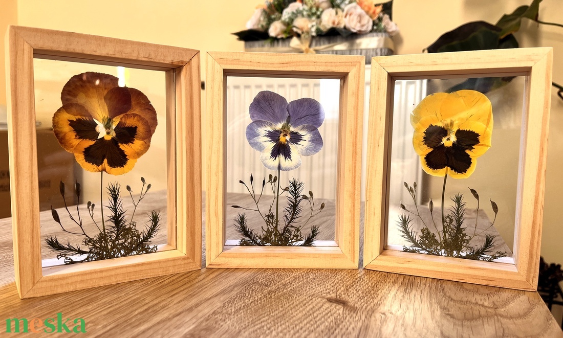 Hármas árvácska csomag ajánlat, natúr fa keretben 10.6 x 15 x 4.1 cm - otthon & életmód - dekoráció - kép & falikép - képkeret - Meska.hu Hármas árvácska csomag ajánlat, natúr fa keretben 10.6 x 15 x 4.1 cm - otthon & életmód - dekoráció - kép & falikép - képkeret - Meska.hu