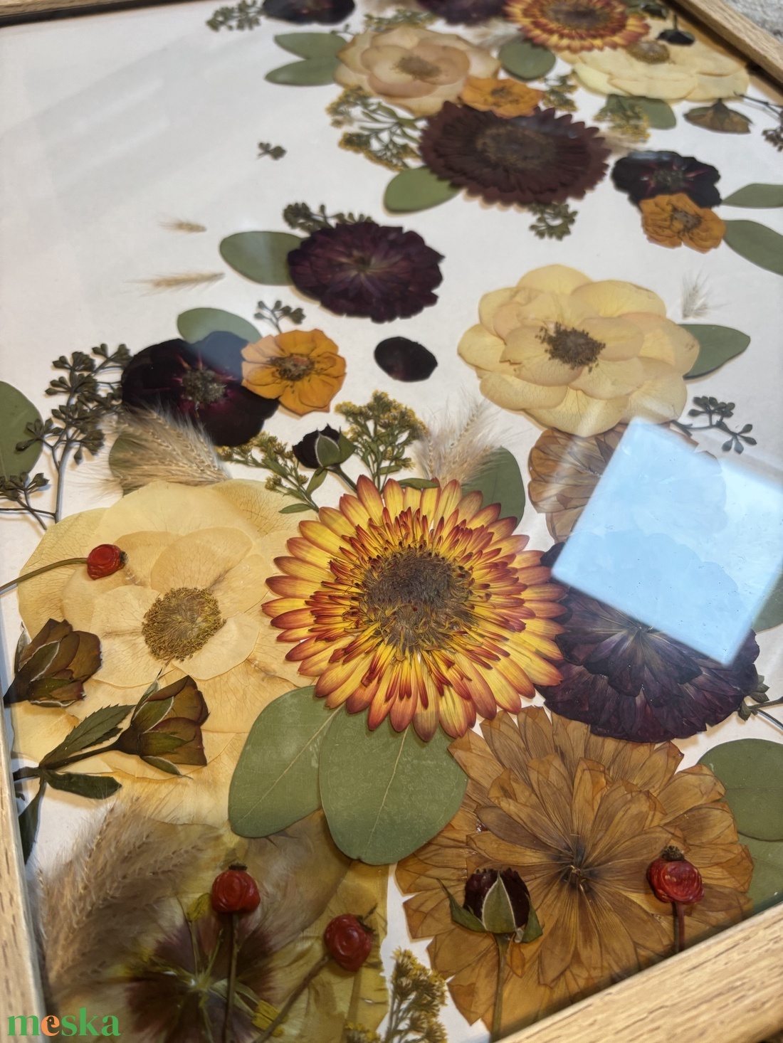 Lebegő esküvői csokor 40x50 cm világosbarna keretben - otthon & életmód - dekoráció - kép & falikép - üvegkép - Meska.hu