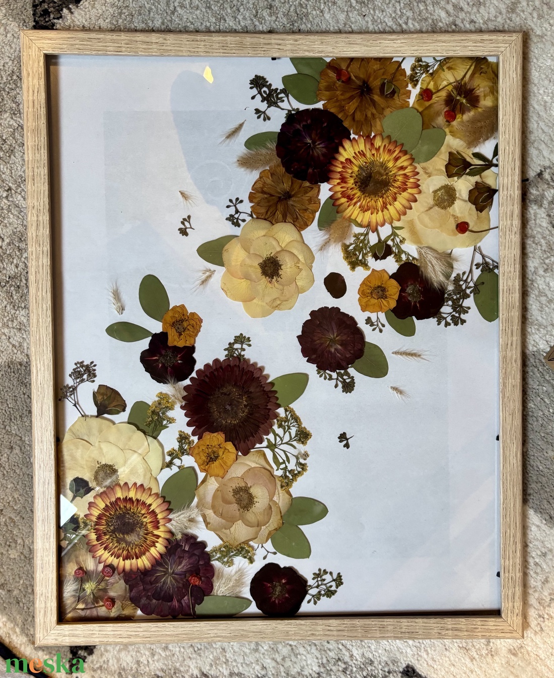 Lebegő esküvői csokor 40x50 cm világosbarna keretben - otthon & életmód - dekoráció - kép & falikép - üvegkép - Meska.hu