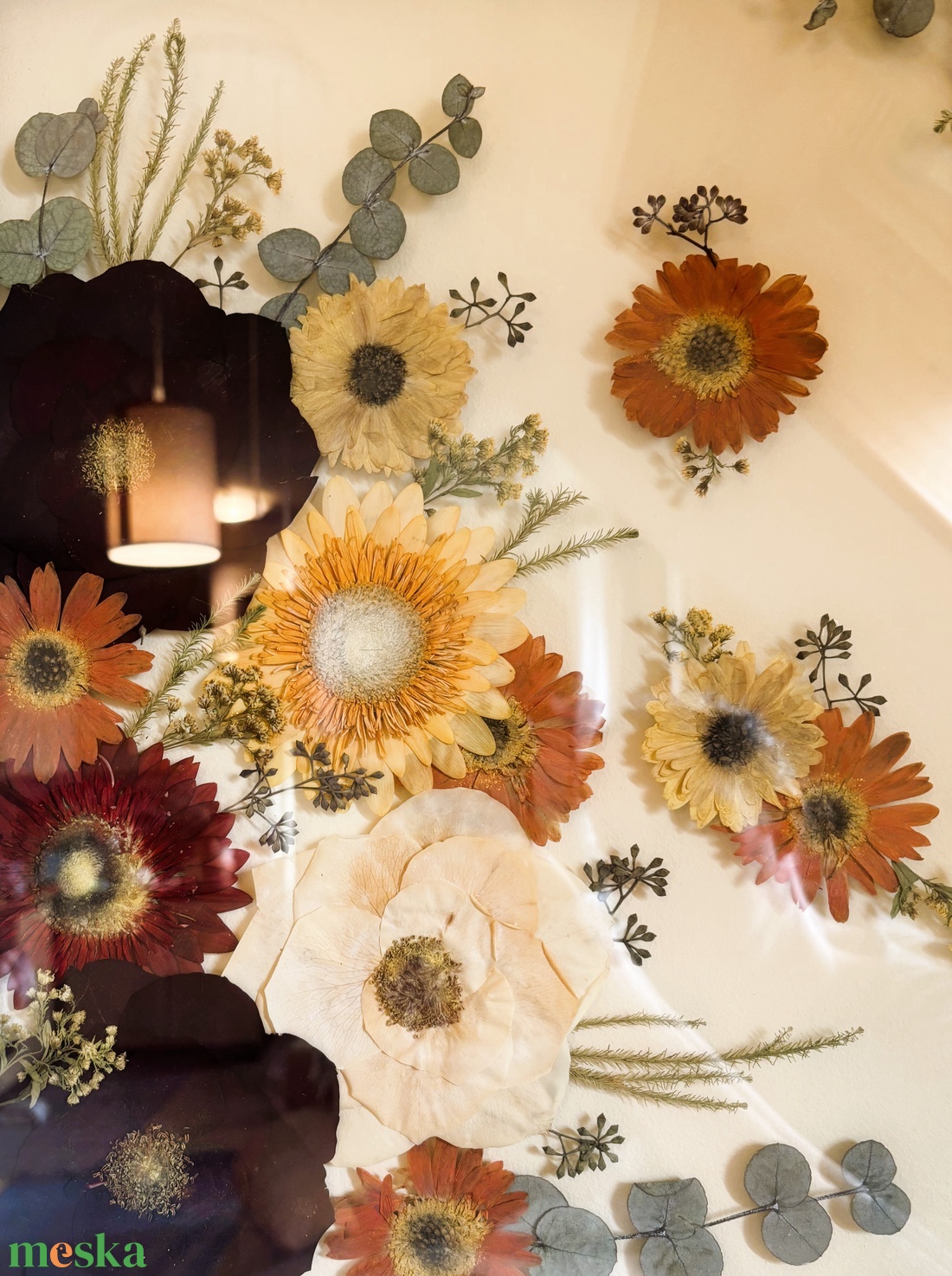 Vegyes virágos kép dupla üveggel NAGY MÉRETŰ natúr fa keretben 46 x 56 cm - otthon & életmód - dekoráció - kép & falikép - képkeret - Meska.hu