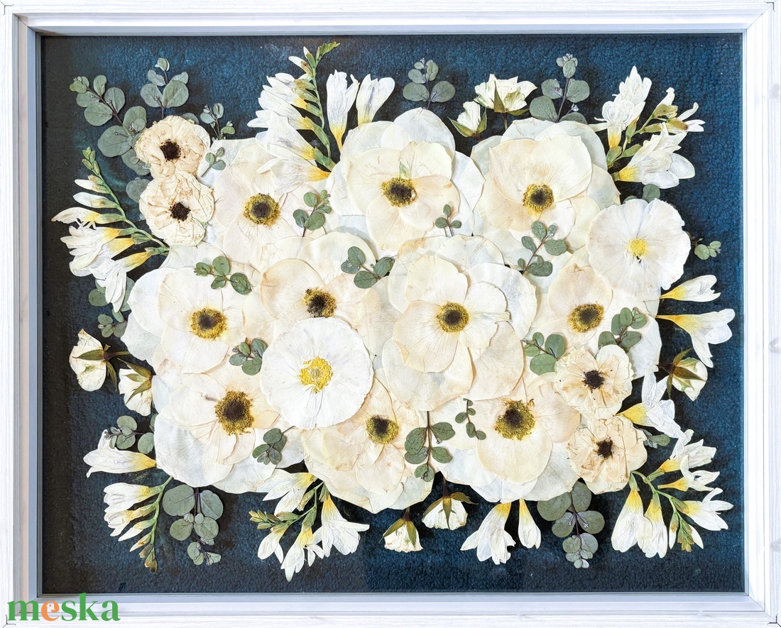 Esküvői csokor préselés, örökcsokor 50x60 cm lebegő keretben - egyedi megrendelésre - otthon & életmód - virágdekoráció - virágok - virágbox - Meska.hu