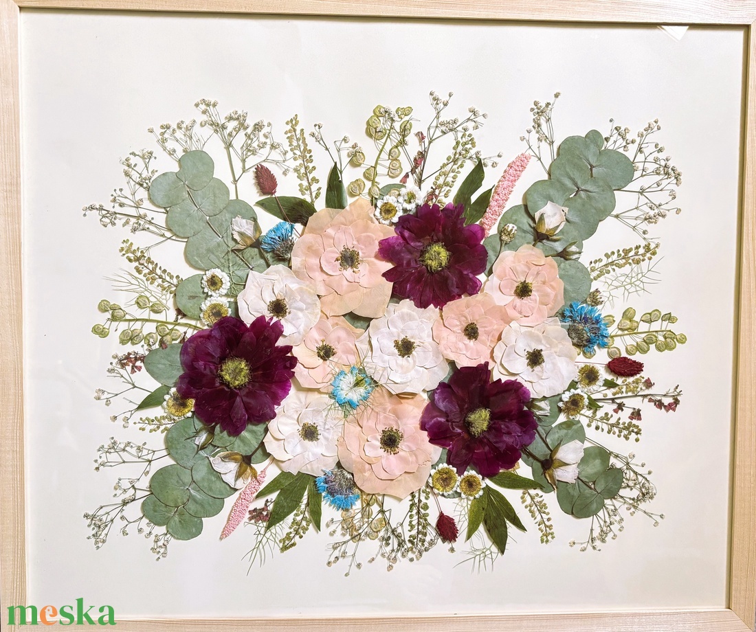 Esküvői csokor préselés, örökcsokor 40x50 cm lebegő keretben - egyedi megrendelésre - otthon & életmód - virágdekoráció - virágdíszek - fali virágdekoráció - Meska.hu