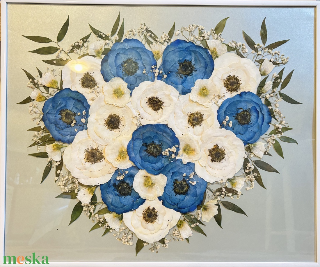 Örökcsokor 50x60 vagy 50x70 cm keretben, préselt menyasszonyi csokor - egyedi megrendelésre - otthon & életmód - virágdekoráció - virágok - virágbox - Meska.hu