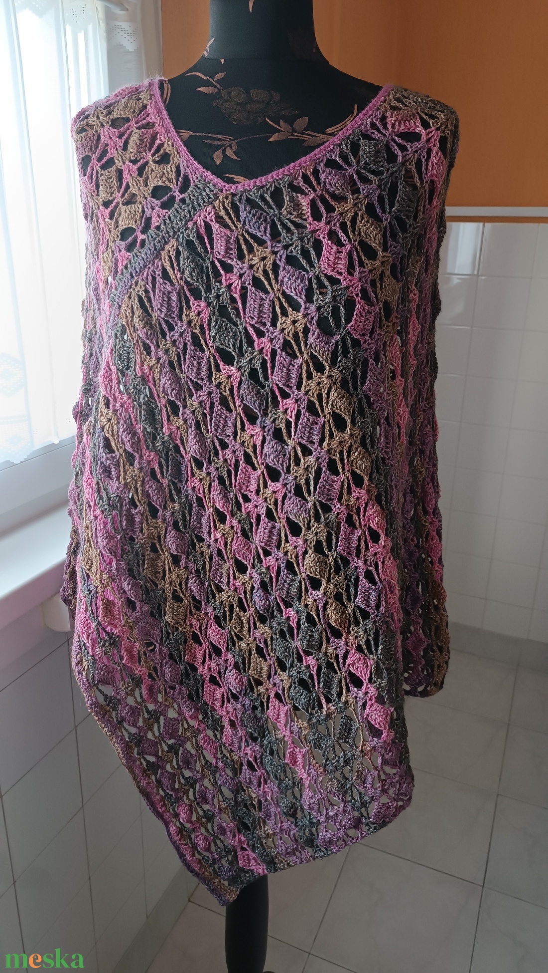  Rózsafaponcsó - ruha & divat - női ruha - poncsó - Meska.hu