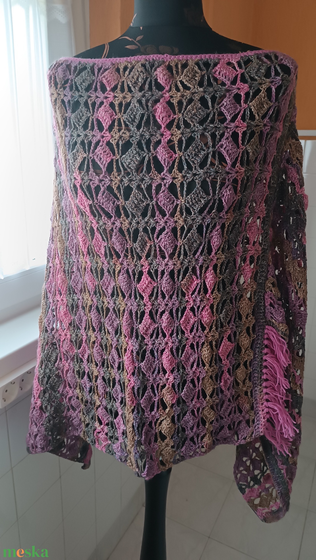  Rózsafaponcsó - ruha & divat - női ruha - poncsó - Meska.hu