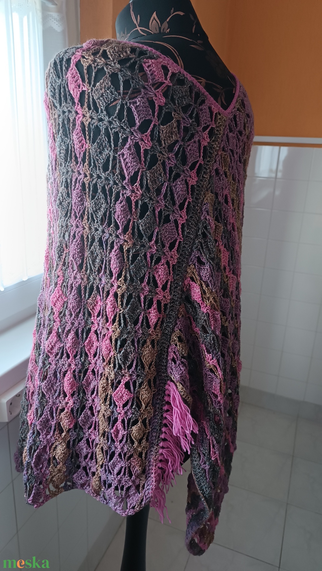  Rózsafaponcsó - ruha & divat - női ruha - poncsó - Meska.hu