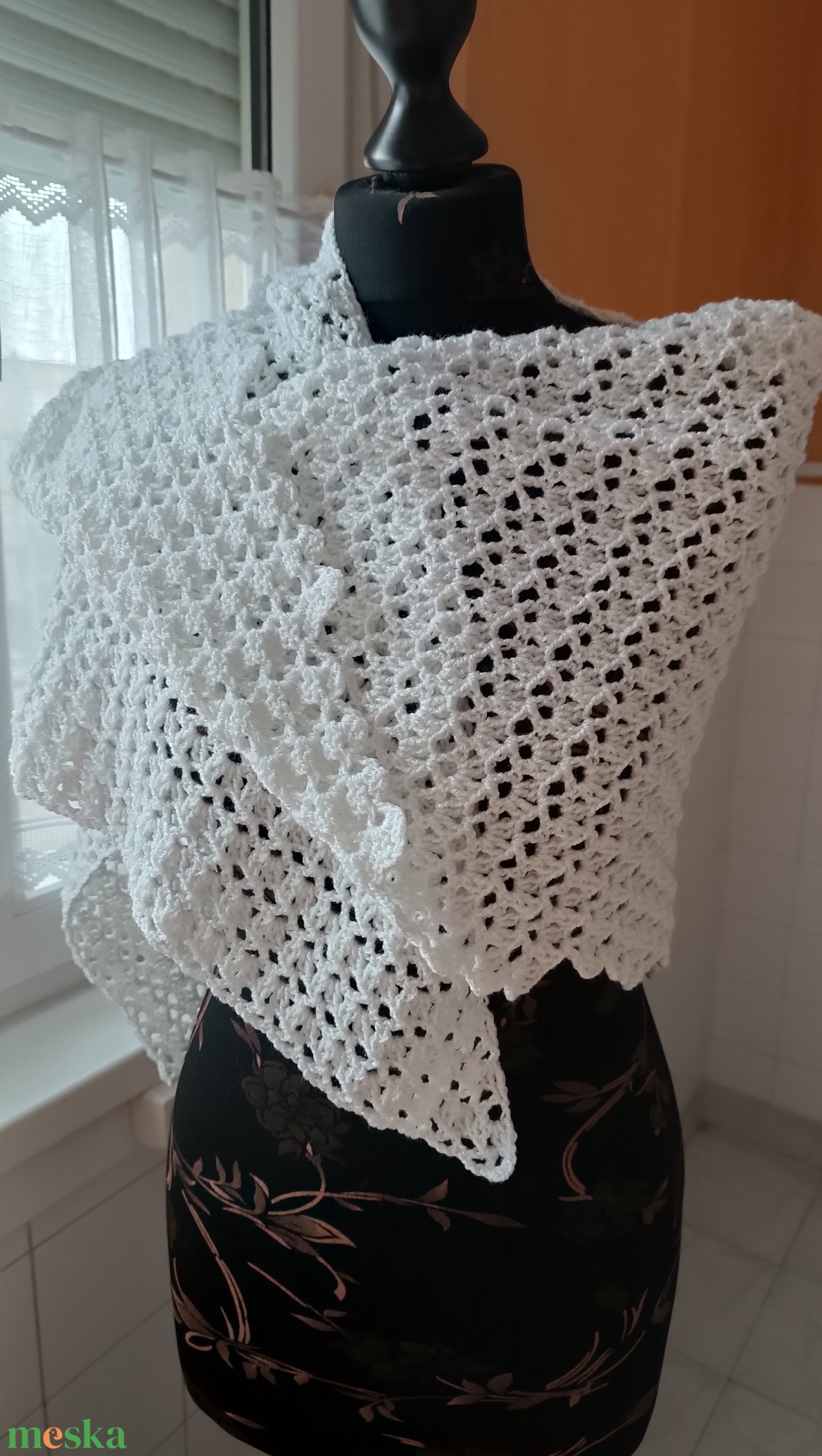 Hópehely horgolt sálkendő - ruha & divat - sál, sapka, kendő - sál - Meska.hu