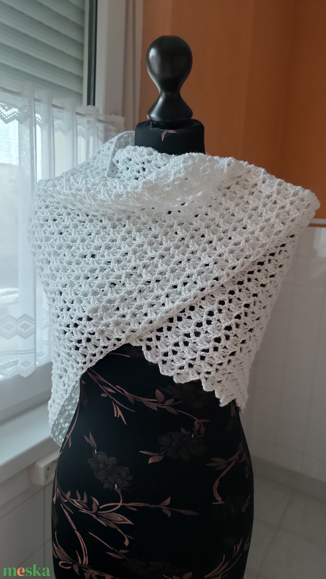 Hópehely horgolt sálkendő - ruha & divat - sál, sapka, kendő - sál - Meska.hu