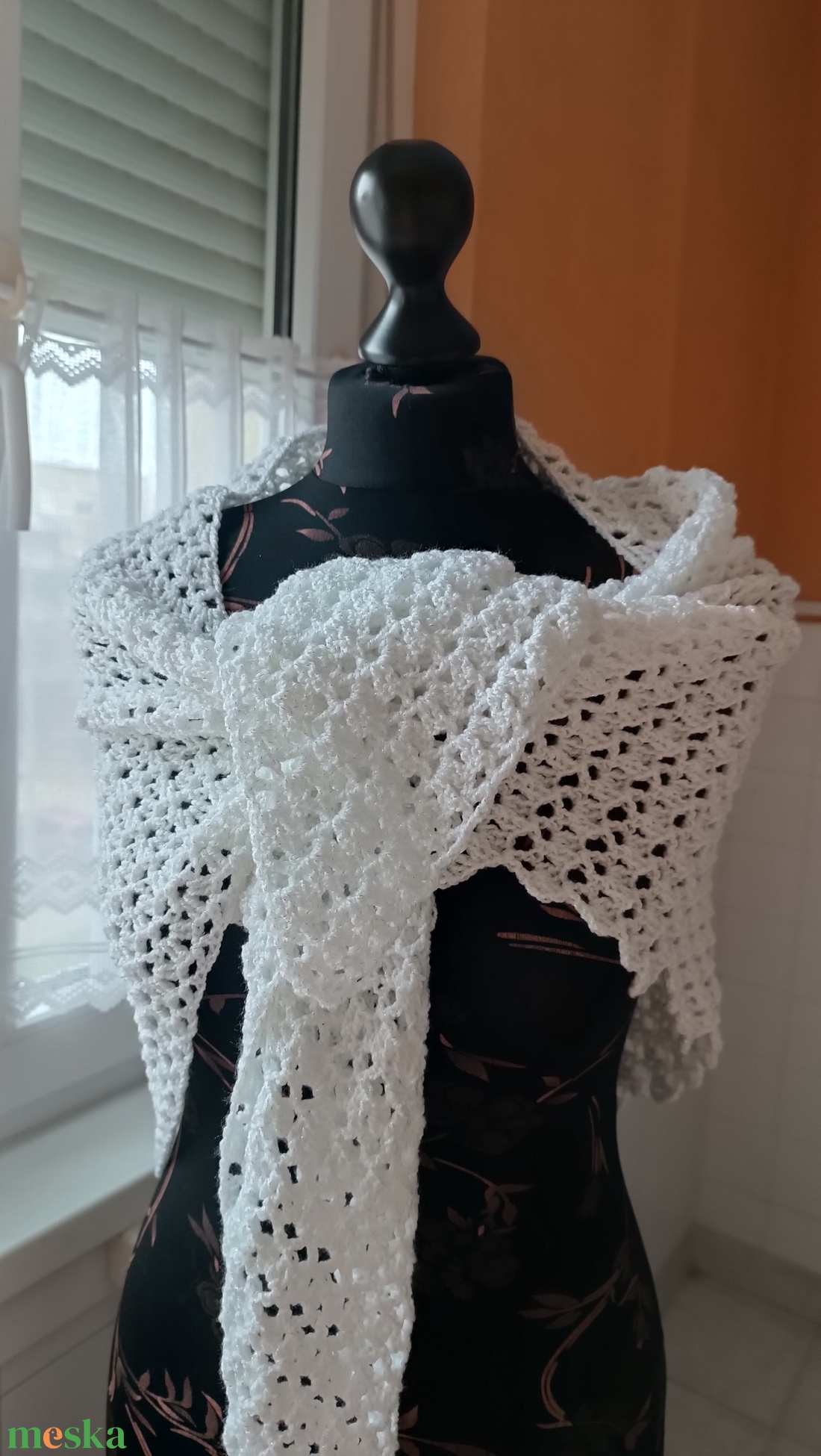 Hópehely horgolt sálkendő - ruha & divat - sál, sapka, kendő - sál - Meska.hu