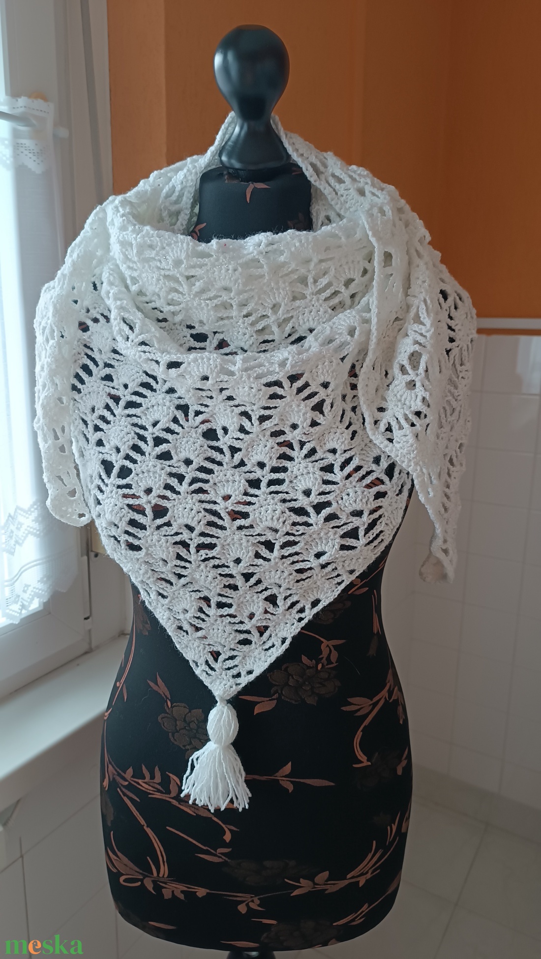 hópehely 2 horgolt kendő - ruha & divat - sál, sapka, kendő - sál - Meska.hu