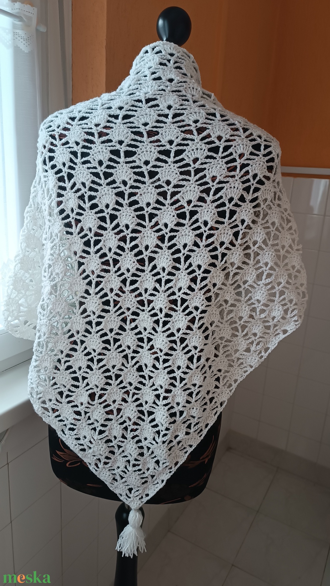 hópehely 2 horgolt kendő - ruha & divat - sál, sapka, kendő - sál - Meska.hu