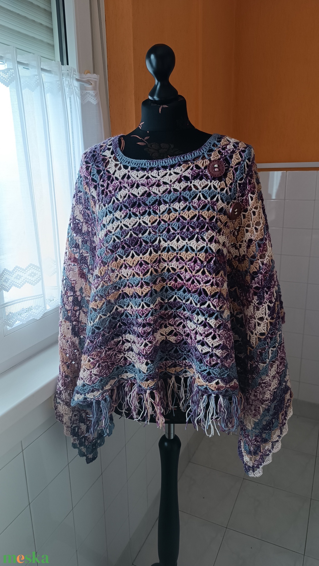 Levendula Liget poncsó - ruha & divat - női ruha - poncsó - Meska.hu