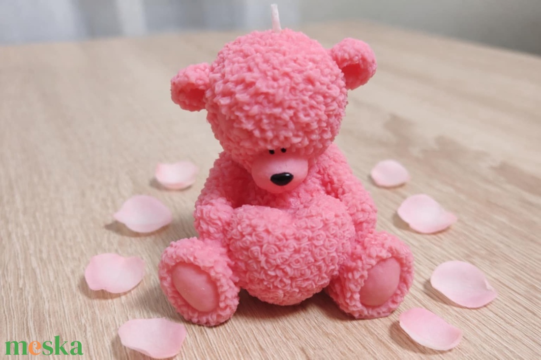 Szivecskés maci  - otthon & életmód - gyertya, illat, aroma - gyertya - Meska.hu