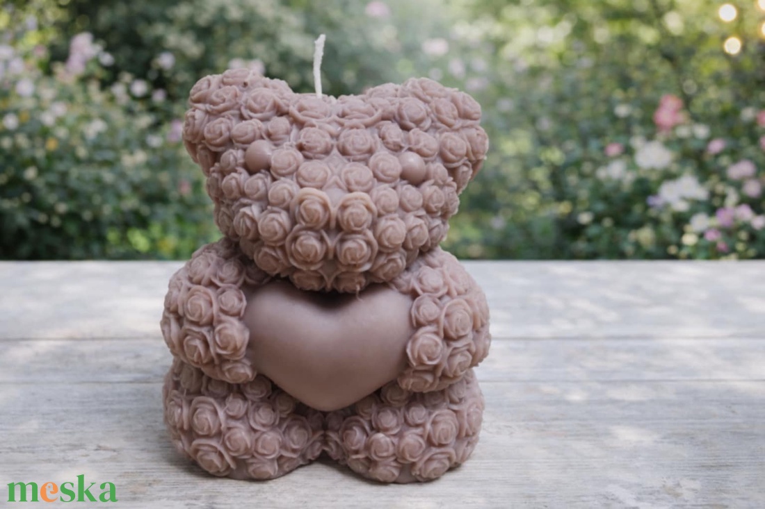 Rózsaszirmos óriás maci gyertya - otthon & életmód - gyertya, illat, aroma - gyertya - Meska.hu