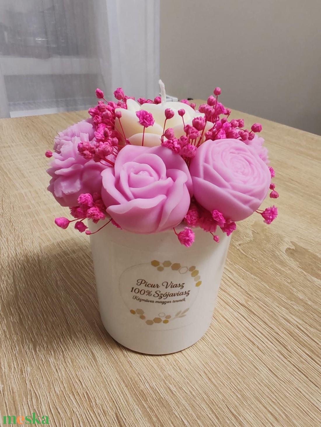 Virágcsokor gyertya pohárban - otthon & életmód - gyertya, illat, aroma - gyertya - Meska.hu