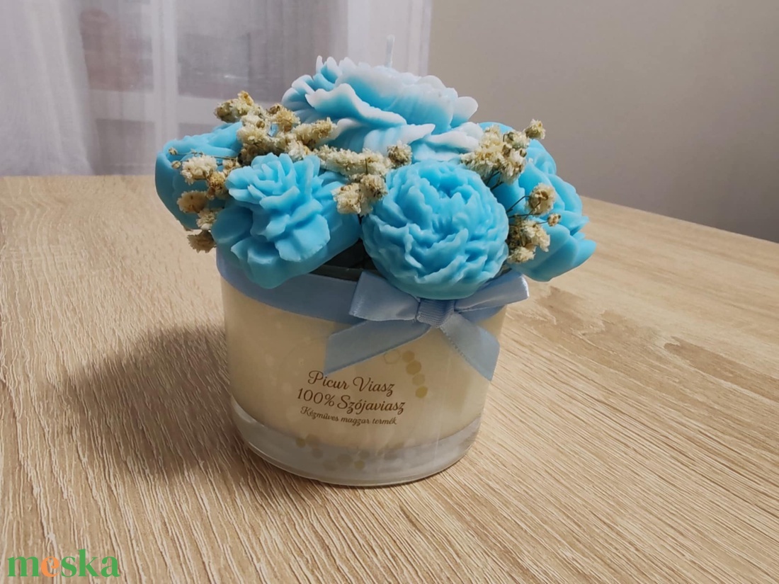 Virágcsokor gyertya pohárban - otthon & életmód - gyertya, illat, aroma - gyertya - Meska.hu