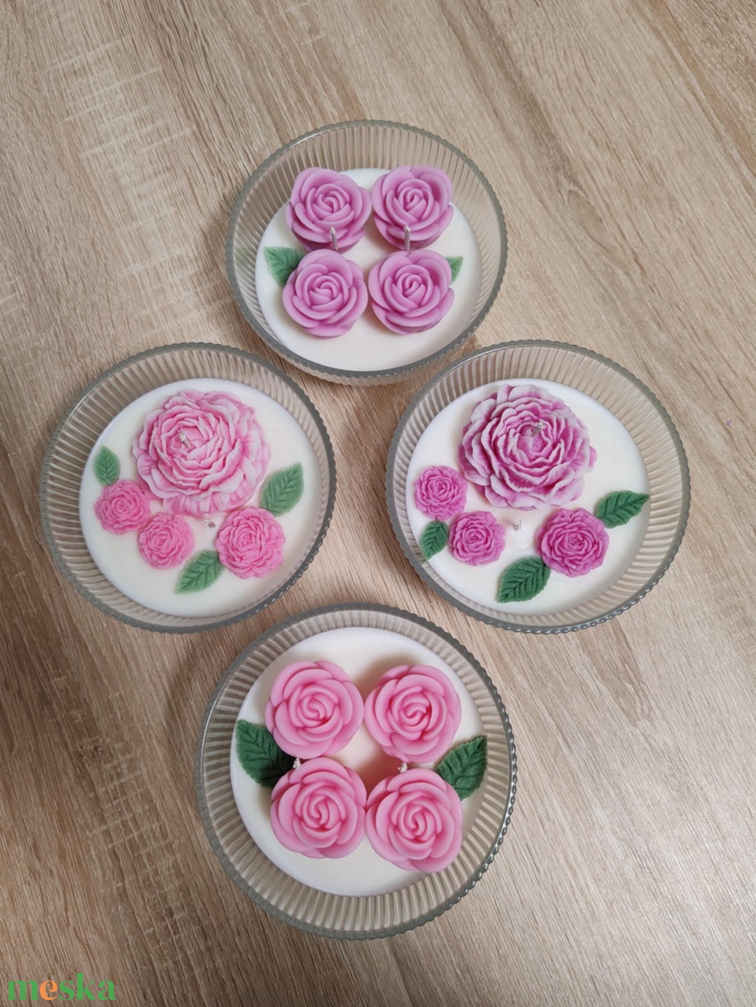 Rózsás gyertyatál - otthon & életmód - gyertya, illat, aroma - gyertya - Meska.hu