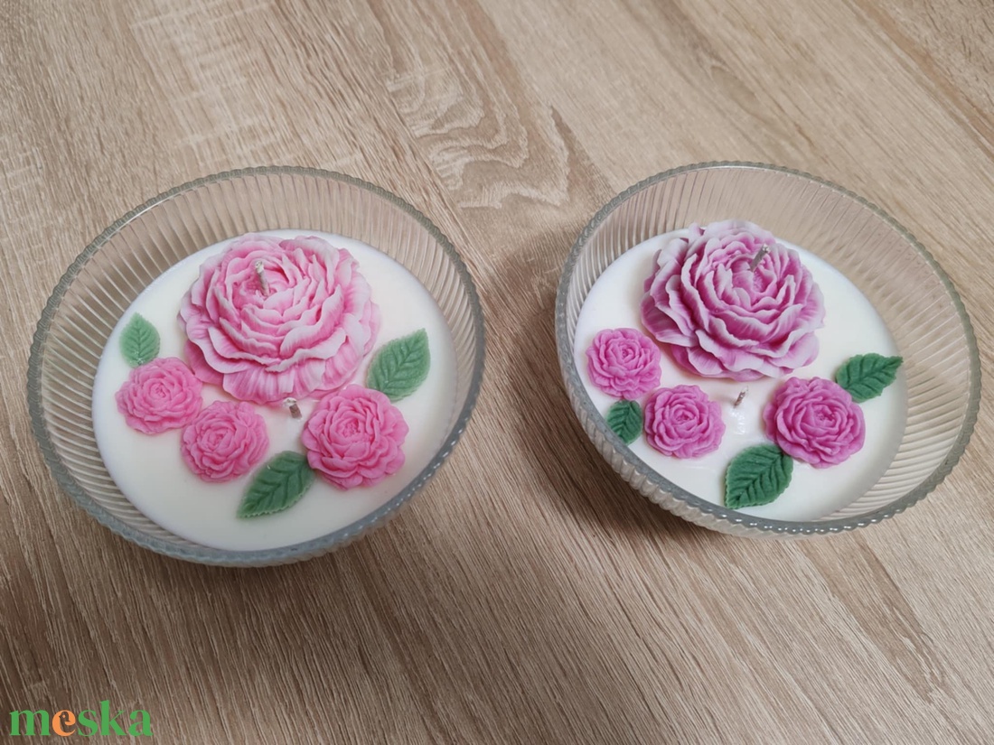 Rózsás gyertyatál - otthon & életmód - gyertya, illat, aroma - gyertya - Meska.hu