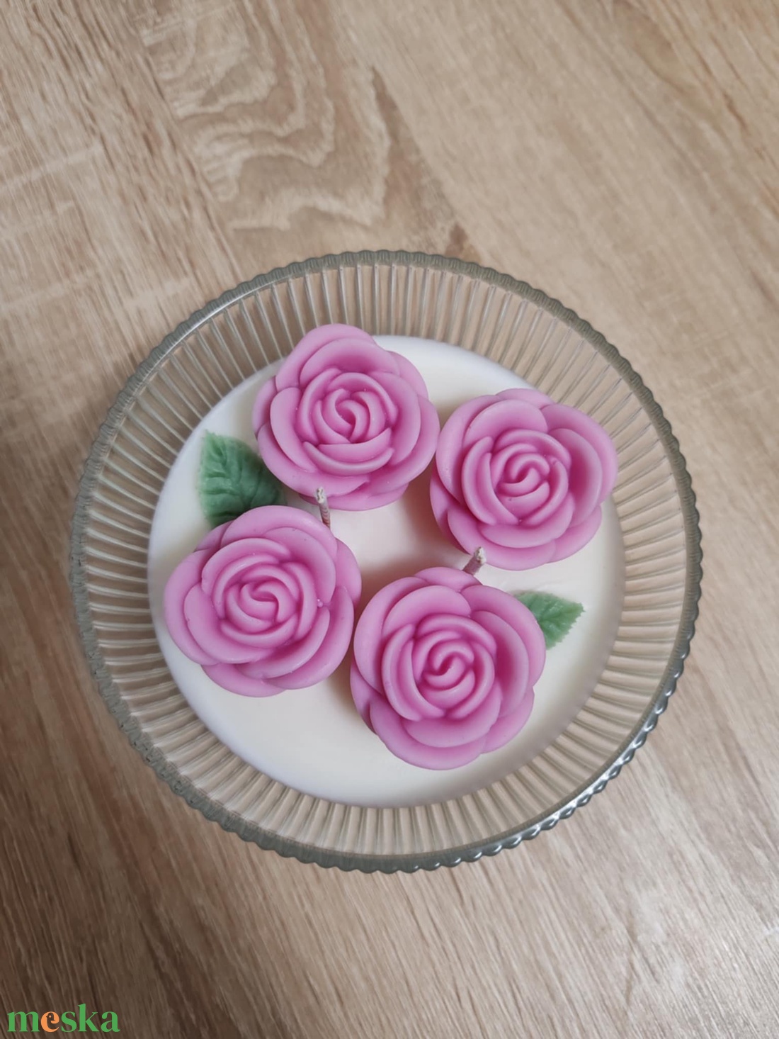 Rózsás gyertyatál - otthon & életmód - gyertya, illat, aroma - gyertya - Meska.hu