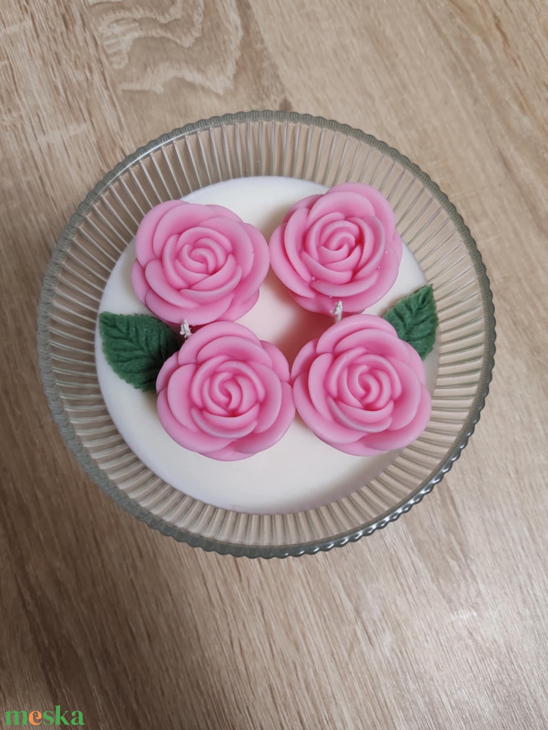 Rózsás gyertyatál - otthon & életmód - gyertya, illat, aroma - gyertya - Meska.hu