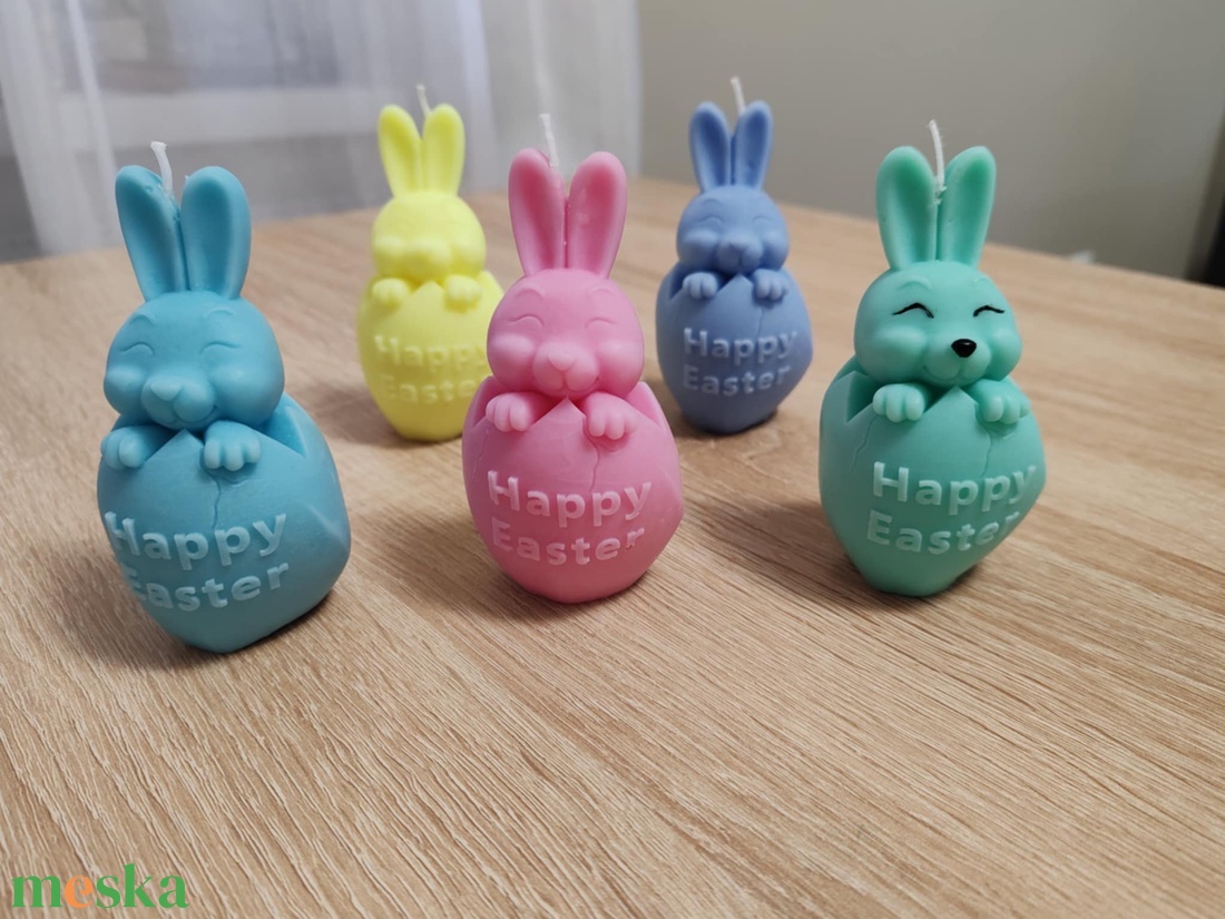 Nyuszis tojás gyertya - ünnepi díszek, dekorációk - húsvéti díszek és dekorációk - húsvéti gyertya - Meska.hu