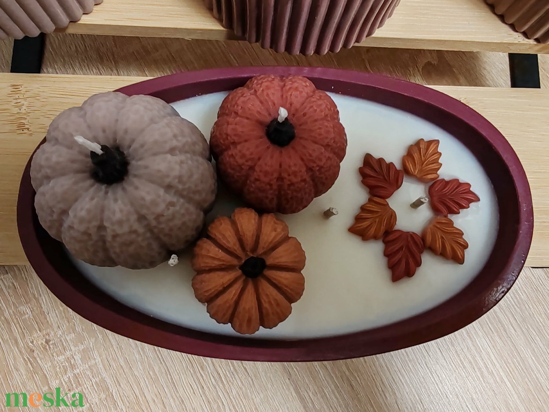 Tökös gyertatál - otthon & életmód - gyertya, illat, aroma - gyertya - Meska.hu
