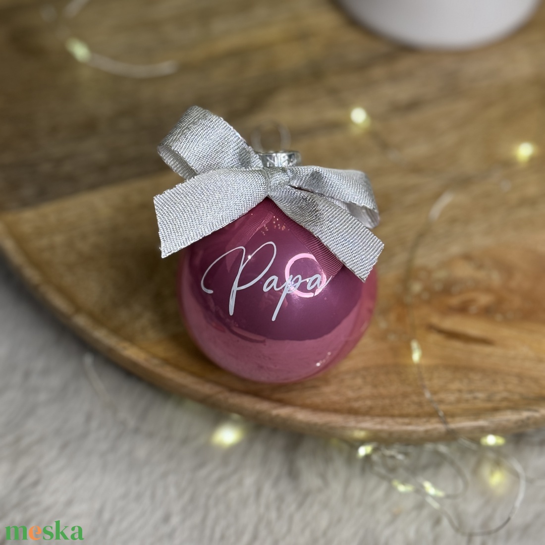 Névre szóló üveggömb, Világos pink színű - karácsony - karácsonyi lakásdekoráció - karácsonyfadíszek - Meska.hu