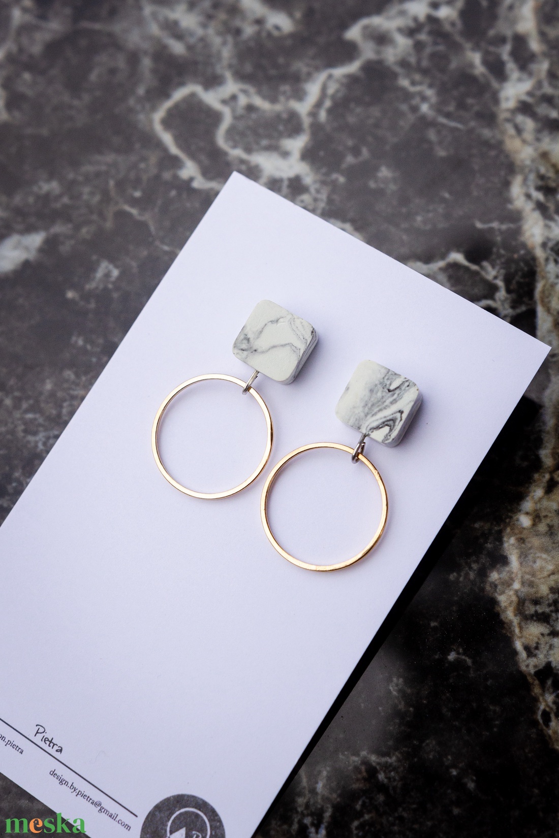 Gold marble - ékszer - fülbevaló - lógó fülbevaló - Meska.hu Gold marble - ékszer - fülbevaló - lógó fülbevaló - Meska.hu