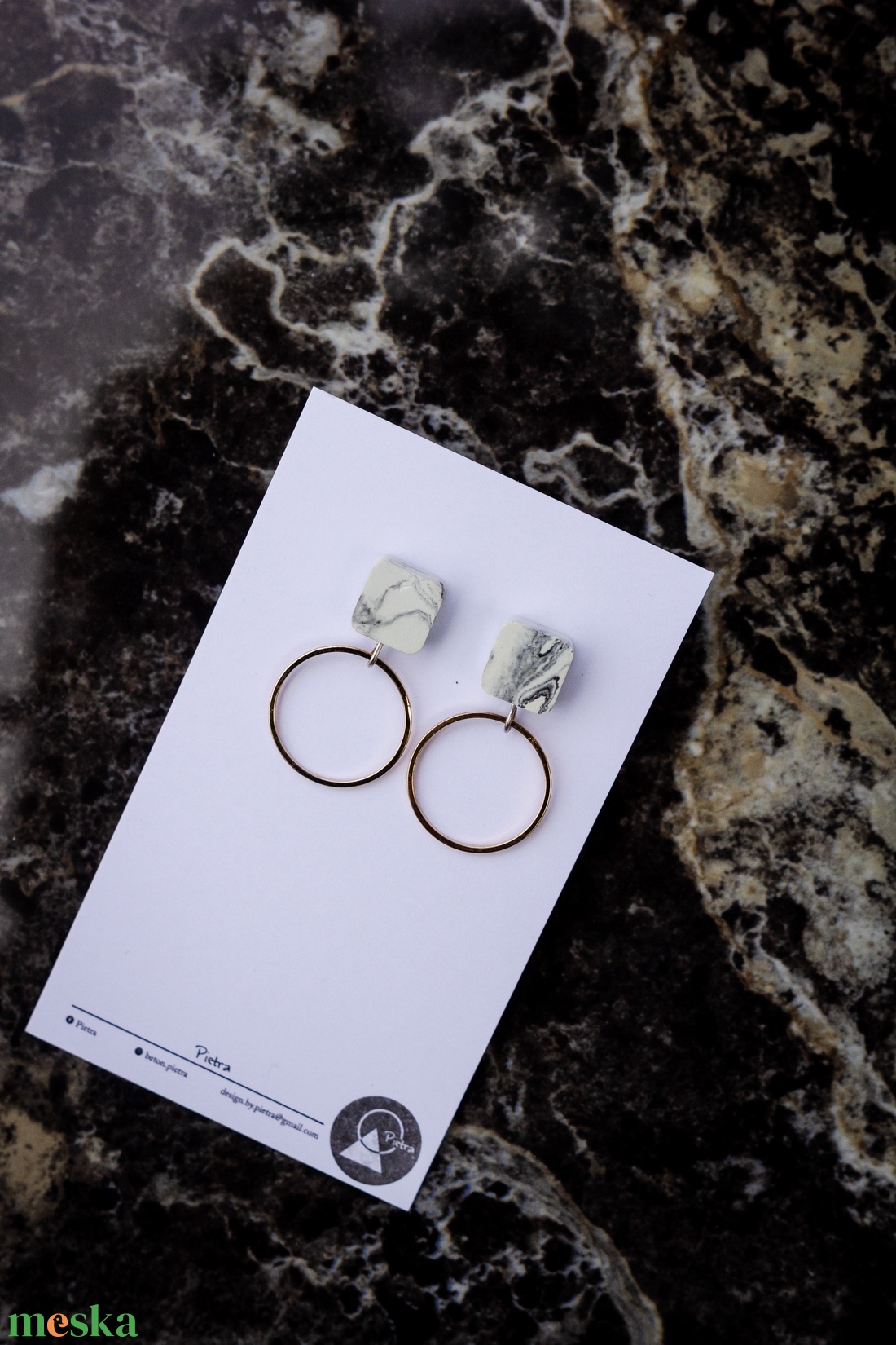 Gold marble - ékszer - fülbevaló - lógó fülbevaló - Meska.hu Gold marble - ékszer - fülbevaló - lógó fülbevaló - Meska.hu