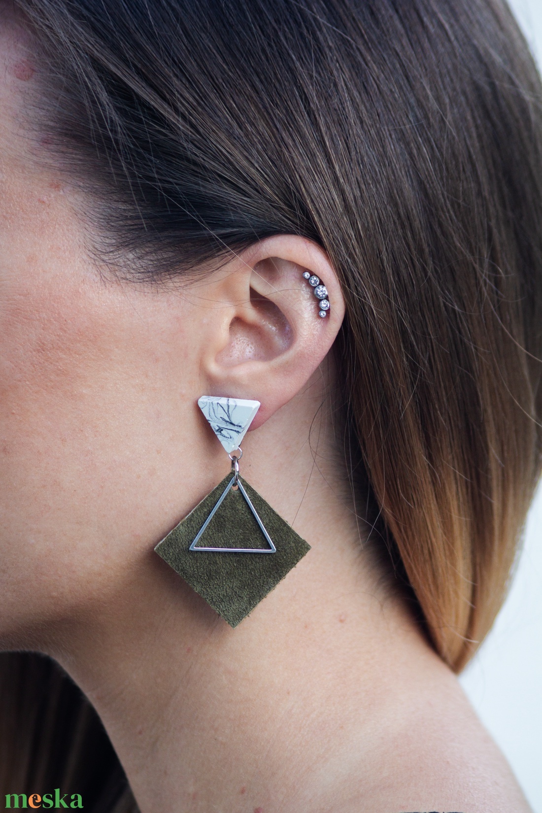 Khaki marble - ékszer - fülbevaló - lógó fülbevaló - Meska.hu Khaki marble - ékszer - fülbevaló - lógó fülbevaló - Meska.hu