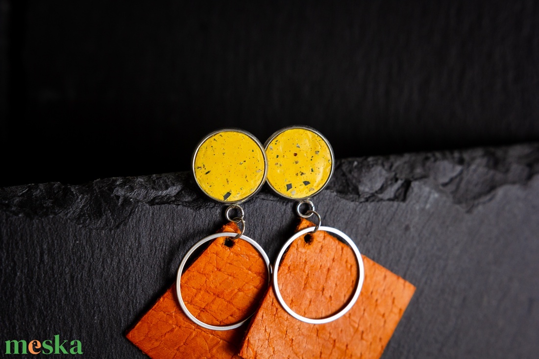 Narancs terazzo - Színes beton fülbevaló - ékszer - fülbevaló - lógó fülbevaló - Meska.hu Narancs terazzo - Színes beton fülbevaló - ékszer - fülbevaló - lógó fülbevaló - Meska.hu