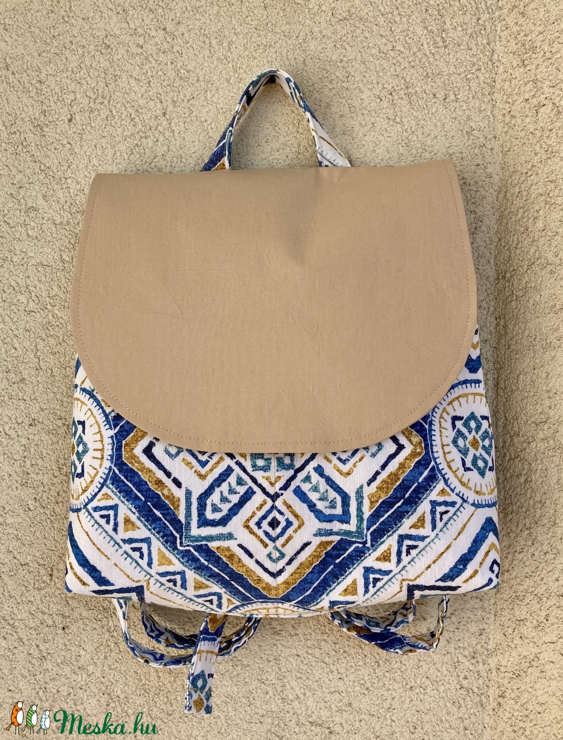 Nyári görög mintás hátizsák - táska & tok - hátizsák - hátizsák - Meska.hu