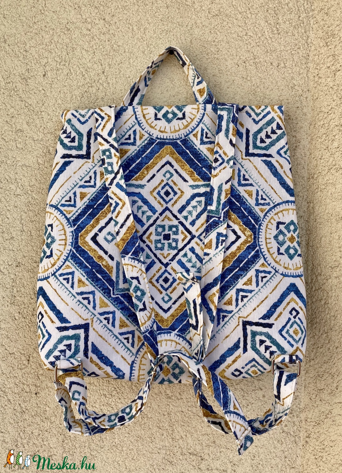 Nyári görög mintás hátizsák - táska & tok - hátizsák - hátizsák - Meska.hu