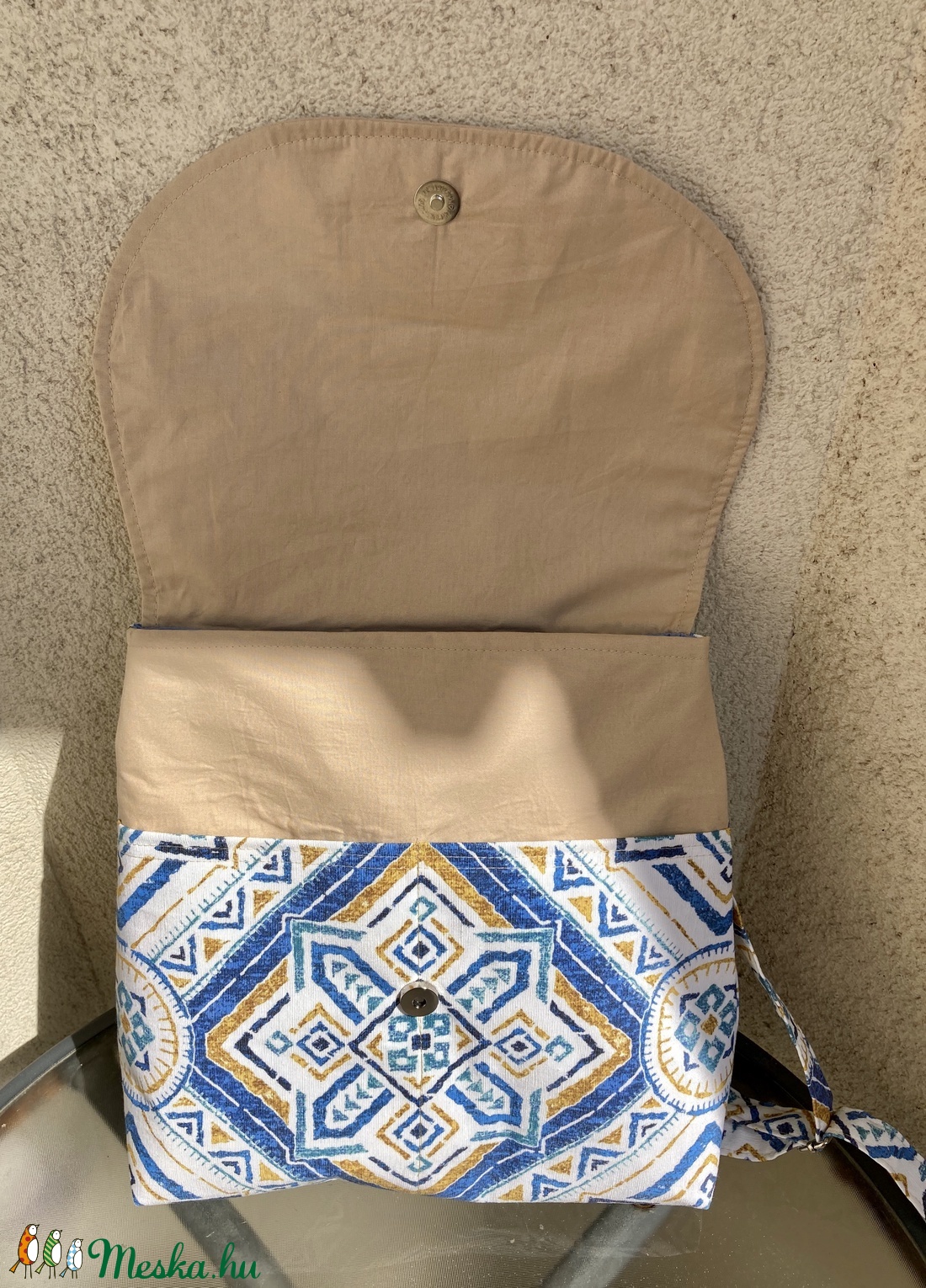 Nyári görög mintás hátizsák - táska & tok - hátizsák - hátizsák - Meska.hu