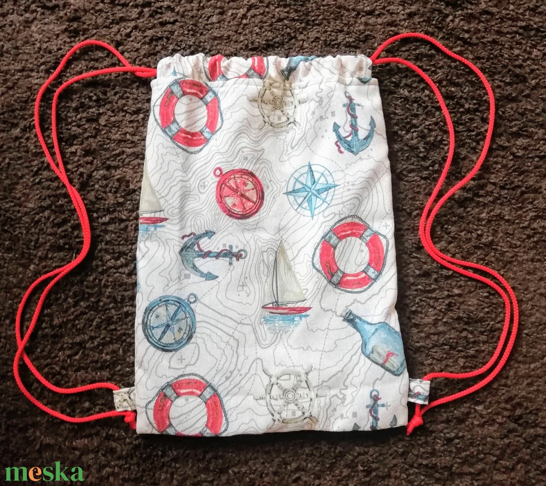 Tengeri mintás tornazsák  - táska & tok - hátizsák - tornazsák, gymbag - Meska.hu