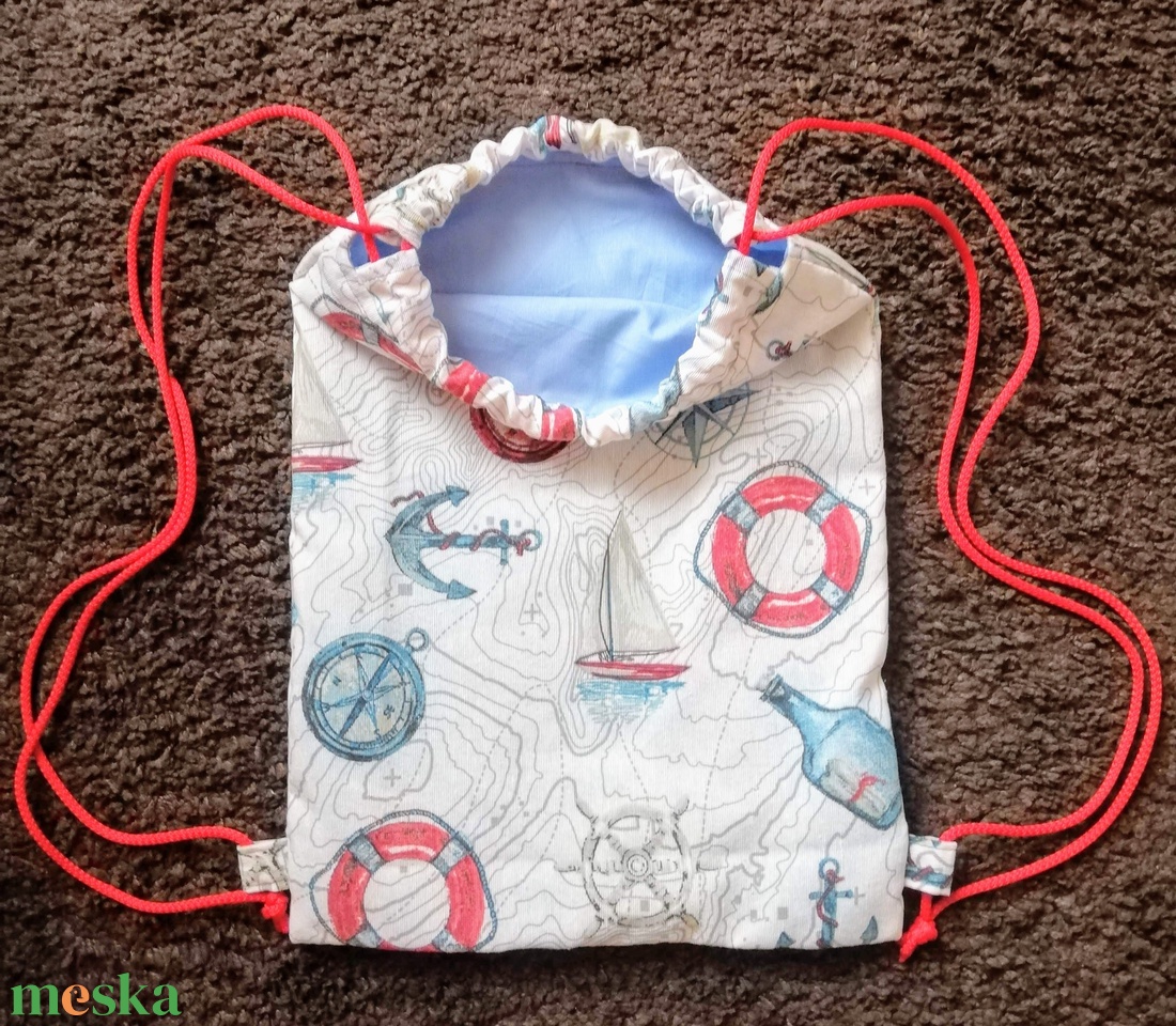 Tengeri mintás tornazsák  - táska & tok - hátizsák - tornazsák, gymbag - Meska.hu