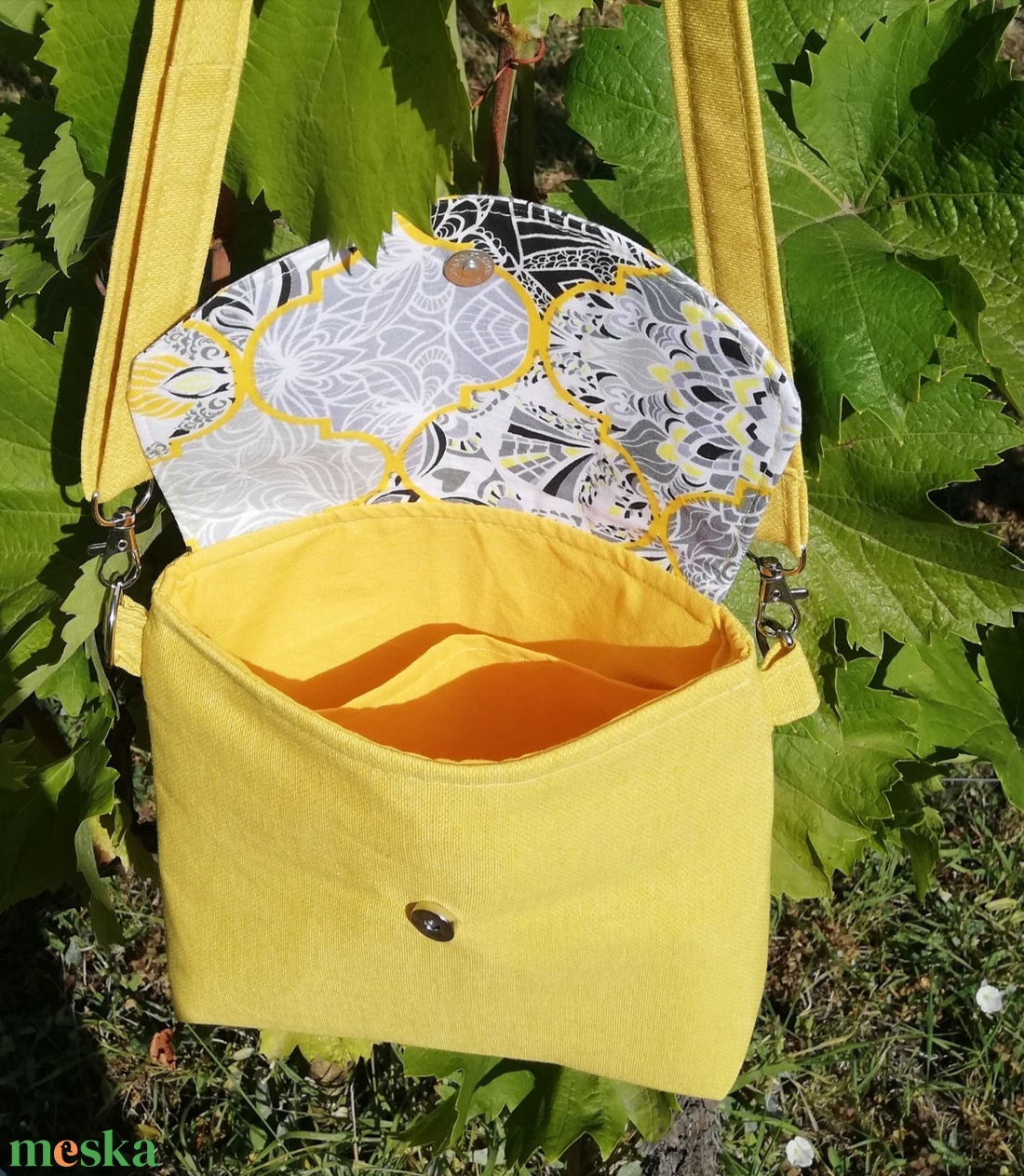 Marokkó mintás sárga oldaltáska - táska & tok - kézitáska & válltáska - vállon átvethető táska - Meska.hu